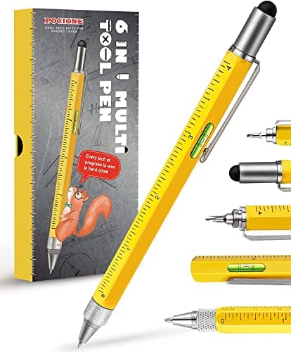 Gifts for Men Unique Multitool Pen - Stocking Stuffers for Men Dad Cool Gadgets for Husband Him Birthday Gifts for Men Who Have Everything, Office Engineer Woodworkers Carpenter Construction Tool Gift