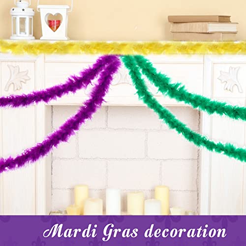 24 Pcs Mardi Gras Feather Boa 6.6 Ft Long Yellow Purple Green Boa Scarf Assorted Feather Scarf For Women Kids Adults Dancing Wedding Crafting Party Dress Costume Diy Craft Home Decoration #TOP5