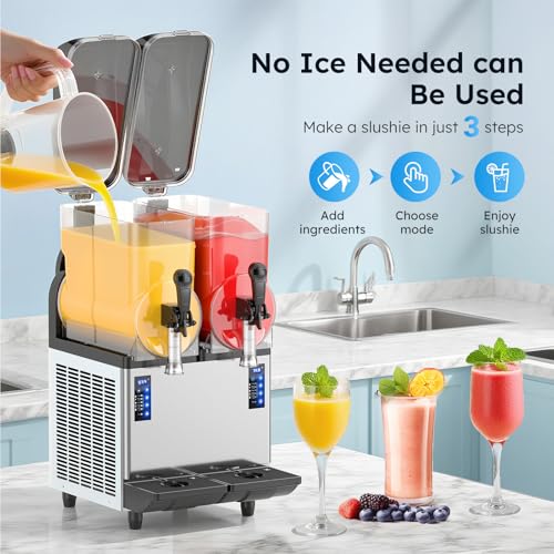 Image of 30L 8 Gal Commercial Margarita & Slushy Machine,1100W 110V Frozen Drink Maker Smoothie Machine for Bar,Electric Large Slushie Machine with Self-cleaning Mode,For Alcohol Beverage Cocktail Juice