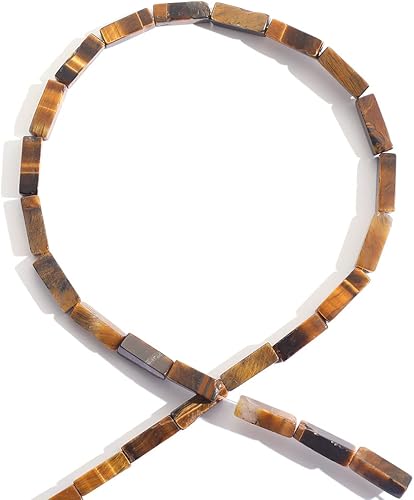 Miniatura 2 de Columna rectangular de 0.157 x 0.512 in, piedra natural, ojo de tigre, cuentas sueltas, tubo de piedra de energía, energía curativa, para hacer