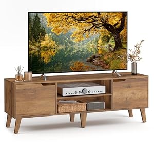 VASAGLE TV Stand for 65'' TV, Entertainment Center with Adjustable Shelf