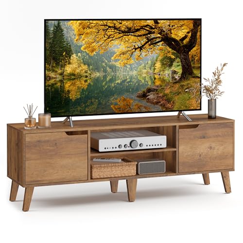 VASAGLE TV Stand for 65-Inch TVs, Entertainment Center with Adjustable