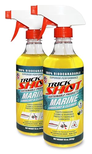 Trick Shot Marine Grade Lubricant & Penetrating Oil - Biodegradable Food Grade Rust Prevention Spray, Anti-Seize, Cleaner, Lubricant for Boat Galleys, Fiberglass, Fishing Gear Lubrication - 16 oz, 2Pk