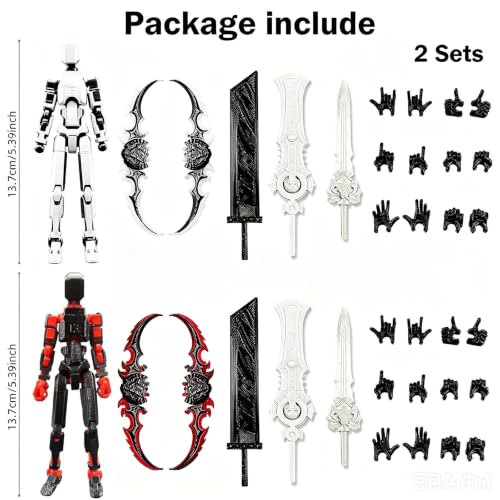 Image of 2Pcs Dummy 13 Action Figure, Desktop Display and Art Reference Model, Dynamic Poses for Collectors and Artists, Available in Black White and Red Black Color Options