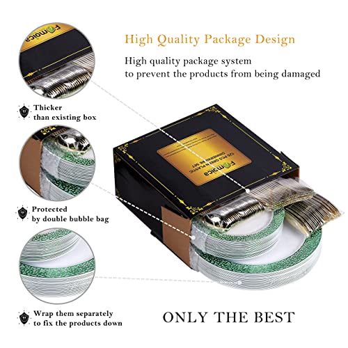 Fomoica Lime Green Plastic Plates And Light Green Gold Silverware - 125 Pcs Disposable Premium Plastic Dinnerware Set – Reusable Dinner Plates Cutlery Set – Birthday Parties, Halloween, Christmas #TOP6