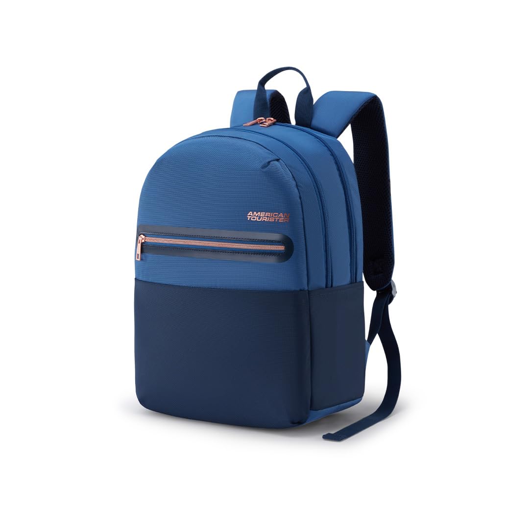 American Tourister Bella 3.0 Style 01, 20 L Volume College and Office 3 Compartment Backpack with Front Organizer and Spacious Interiors for Women - Navy