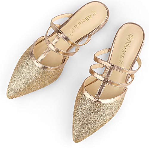 Mules plates à paillettes Allegra K pour briller en soirée et au bureau confortablement