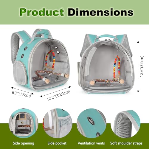 Image of Portable Parrot Travel Cage Carrier with Small Swing Toy&Cage Colorful Toys Set Small Bird Parakeet Bag with Standing Perch Bird Carry Transport Backack