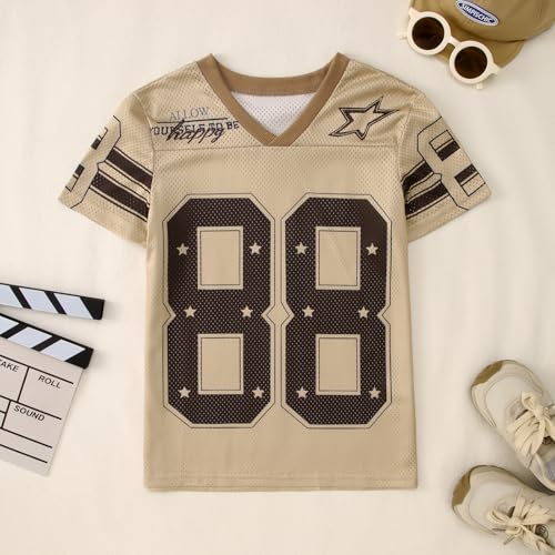 Image of Girls Boy Jersey Shirt Y2k Baggy Shirt 88 Graphic Tshirt V Neck Outfit Kids Oversized Short Sleeve Summer Tee Top