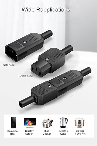 Miniatura 5 de Fielect C14 Adaptador de enchufe de alimentación Conector de alimentación CA Enchufe de alimentación AC110-250V 10A 3 pines Terminales Adaptador en