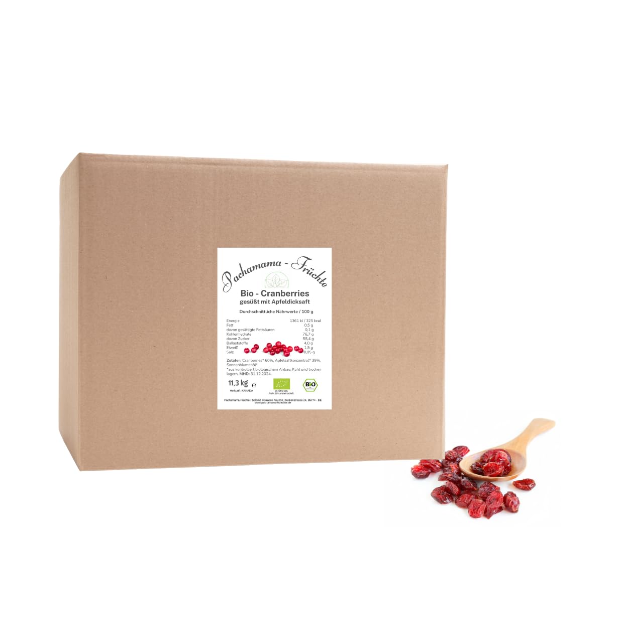 11,3 kg BIO Cranberries | gesüßt mit Apfeldicksaft | naturbelassen | ungeschwefelt