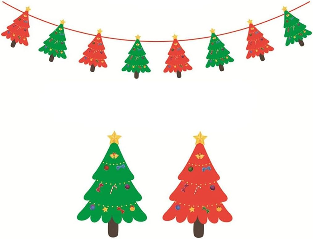 2pc 3 M Garland Christmas Banners Santa Claus Banner Snowman Flag Xmas Trees Banners Decor (Color : D Size : 3 m) (F 3 m)