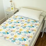 Bedwetz Potty Training Bed Pad – Waterproof Mattress Protector for Toddler & Single Beds, Washable 5-Layer Bed Wetting Sheet with Non-Slip Wing Tucks | Moon