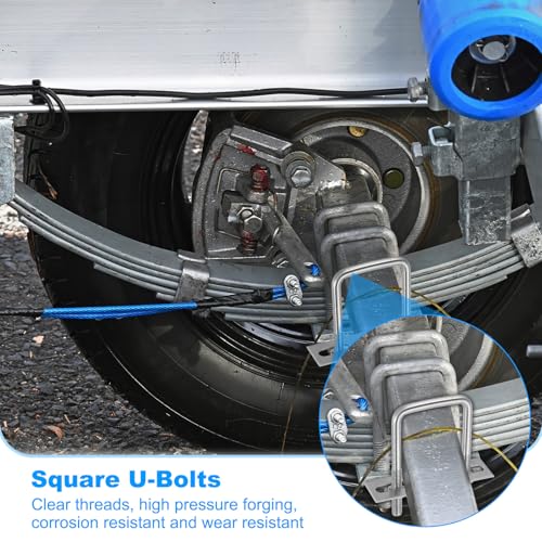 Image of PATIKIL M8x90x130mm Square U-Bolts Kit, 4Set 304 Stainless Steel Square U Shaped Bolts Replacement Parts with Frame Plates and Nuts for Ski Board Sailboat Trailer