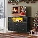 WLIVE Black Dresser TV Stand for 45, 50, 55 inch TV, Entertainment Center with LED Lights & Charging Station, Chest of Drawers with 8 Fabric Drawers and Open Shelves for Living Room, Hallway, Wood Top