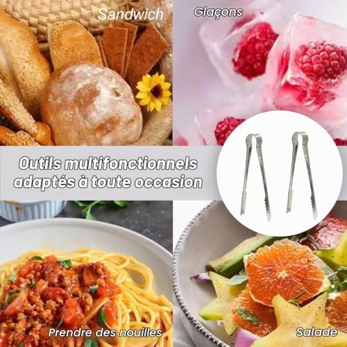 Pince à Sucre, 2 Pcs Pince a Glacon en Acier Inoxydable, Pince à Sucre en Forme de U Acier Inoxydable, Mini Pince à Bonbon, pour Cuisine, Café, Fête, Bar et Buffet – vue 5