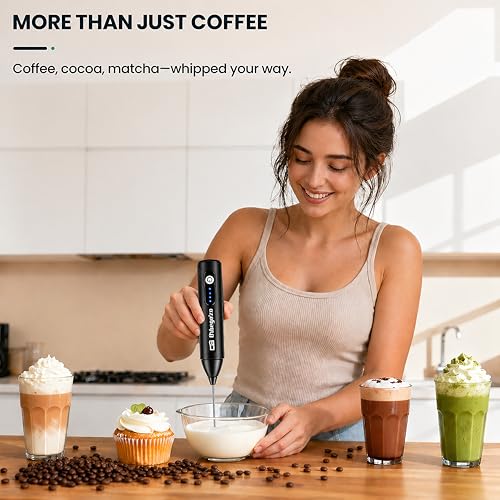 Image of Coffee Frother Electric Rechargeable Coffee Maker Machine for Home Electric Coffee Frother Machine & Milk Whisker with Rounded Spring Tech Orbegozo | 1 Year Warranty