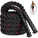 Jump Rope, 2.8lb Weighted Jump Rope for Fitness, 2.8M Length 25MM Diameter Heavy Exercise Jumping Ropes, Adult Skipping Rope Improve Strength, Building Muscle, Home Workout Equipment, Red