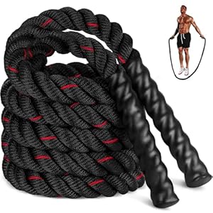 Jump Rope, 2.8lb Weighted Jump Rope for Fitness, 2.8M Length 25MM Diameter Heavy Exercise Jumping Ropes, Adult Skipping Rope for Men Women Improve Strength, Building Muscle, Home Workout Equipment