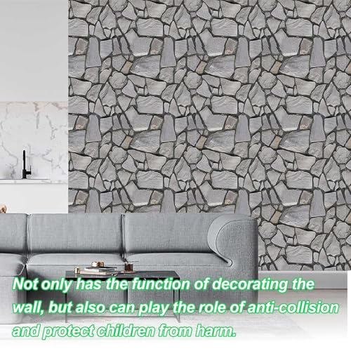 30 Stück Tapete Wandverkleidung Steinoptik, 30×30 cm Wasserdichte PVC Steintapete, 3D Wandpaneele Steinoptik Selbstklebend, Wandpaneele für Wandtür Schlafzimmer Küche