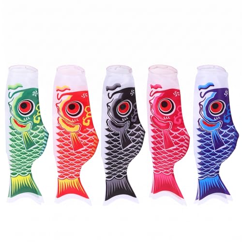 Drapeaux koï japonais x5 : manches à air carpe koinobori pour jardin