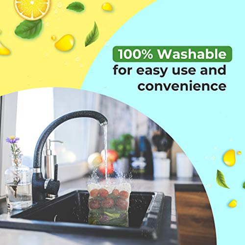 Image of Beddify Set of 6 Reusable Fridge Mesh Fabric Storage Bag for Vegetables and Fruits with Zip Lock (9 X 14 Inches) Multi Color