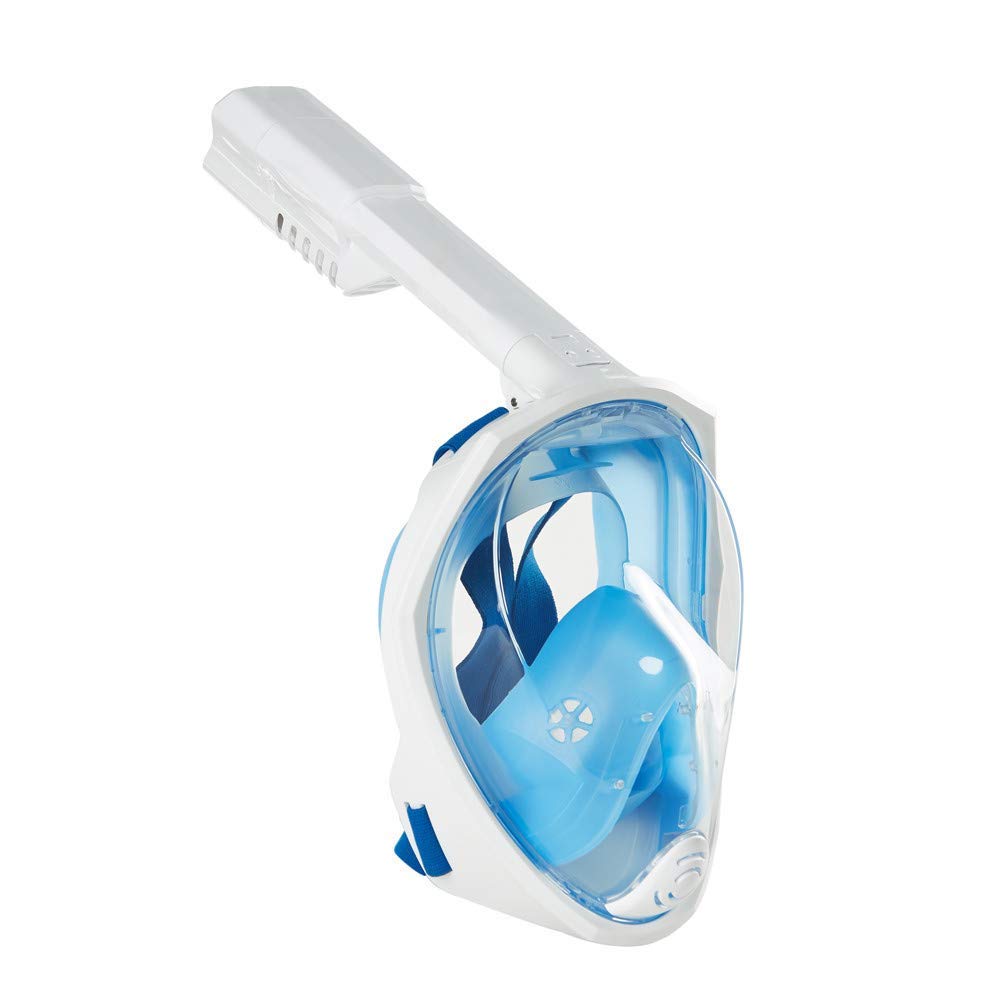 Suney Masque de plongée intégral Pliable à 180 ° avec Support de caméra d'action Amovible, Anti-buée et Anti-Fuite réglable pour Adultes et Enfants L/XL Bleu