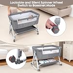 Bassin de chevet pour bébé, 3-in-1 Dortoir pour nouveau-nés, 6-Level Taille réglable Bassin avec Mesh respirant, Matelas doux, Roues verrouillables & Grand panier de stockage