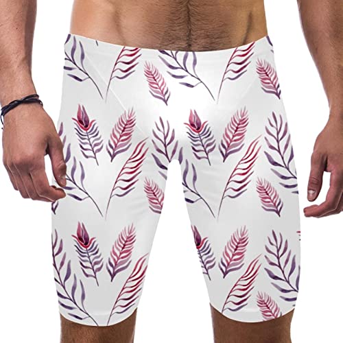 Maillot de bain rose et multicolore motif branches et feuilles