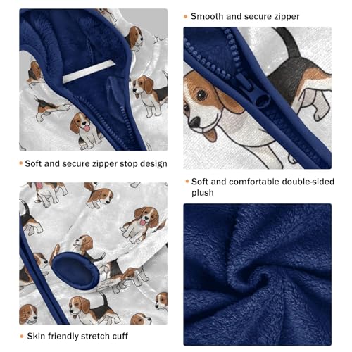 CHIFIGNO Cute Beagle Dogs White Toddler Zip up Hoodie Light Comfy Fleece Outerwear Jackets 3T3