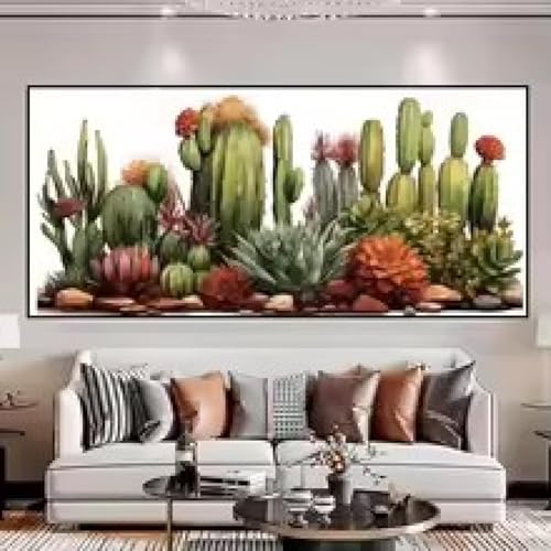 Toile cactus vert 40x80 cm sans cadre pour décoration moderne de salon