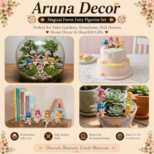 Image of Miniature Fairy Set of 4 for Garden Decor Dollhouse Accessories Home Decoration Cute PVC Angel Figurines for Mini Gardens Terrariums Bonsai DIY Crafts Gifting