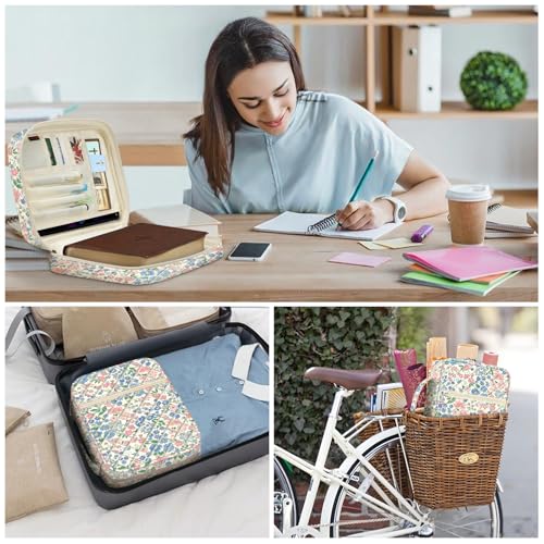 Image of FINPAC Bible Cover, Carrying Book Case Church Bag Bible Protective with Handle and Zippered Pocket, Gift for Mother Lady Women, Floral Beige