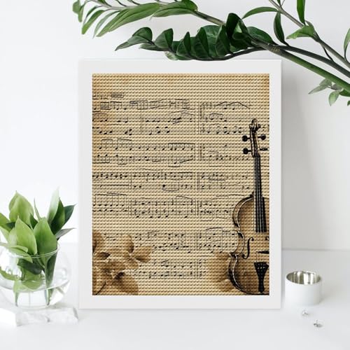Peinture diamant notes de musique adultes kit complet broderie diamant rond 40x50
