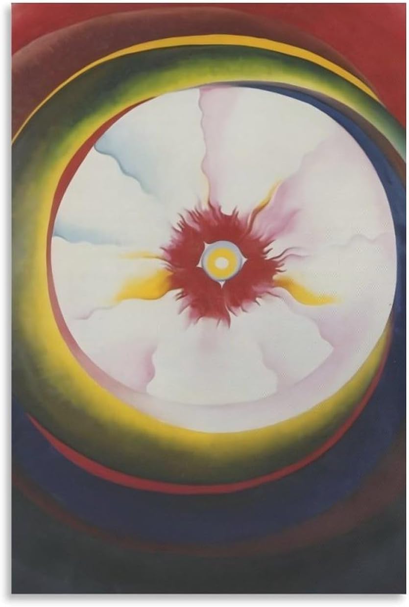 Rikin Liuff Georgia O'Keeffe Poster and Prints Georgia O'Keeffe Red Yellow Canvas Wall Art Aesthetic Painting for Home Wall Decor Picture 40x55cmx1 Frameless