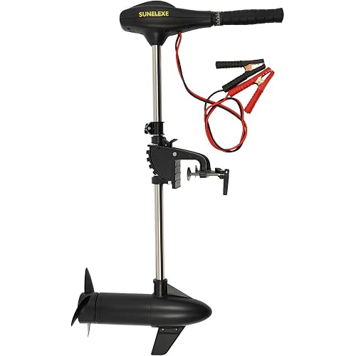 58Lbs Thrust Electric Outboard Motor, 12V 612W Trolling Motor 5 Forward 2 Reverse Speeds Boat Motor with Telescopic Handle & 3-Blade Propeller for Fishing Boats Kayaks Dinghies Yachts