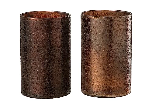 J-Line photophore Miroir - Verre - cuivre/Rouge - Large - 2 pcs