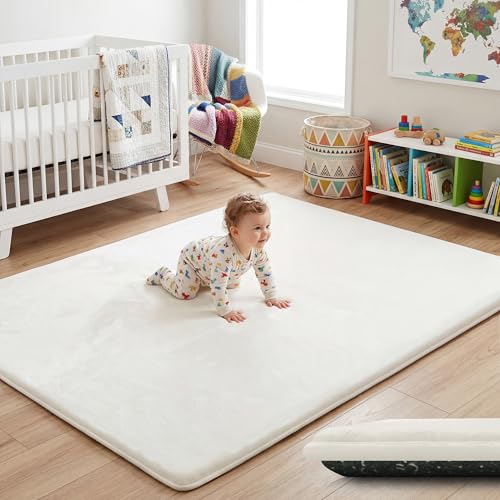 Image of 1.5 inch Thick Baby Play Mat for Floor 39x59 Soft Foam Play Mats, Cream