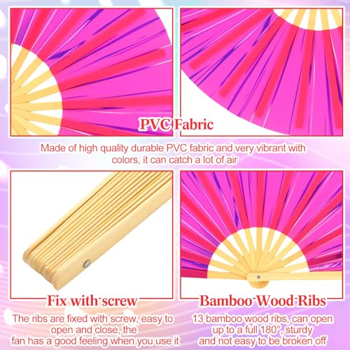 Image of Maitys Large Rave Fan Folding Handheld Fans 13'' Clap Fans for Line Dancing Clack Fan Holographic Festival Accessory for Martial Art Gift Performance, Includes 2 Pouch