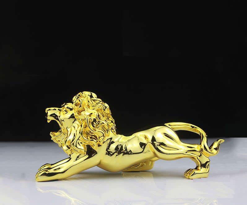期間限定値引き！金色 獅子像 樹脂製 置物 高さ23cm 大きめ 大きな金のライオン入荷しました。 幅90cm 大的钱的狮子到货了。 幅度