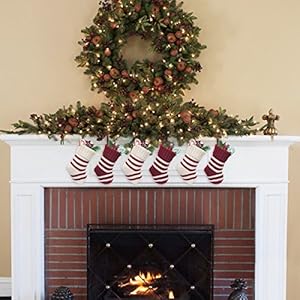 Limbridgechristmasministockings6pack9inchesknittedknitstriperusticholidaydecorationsgoodiebagsforfamilyandfriendsburgundyandcream Urban Country Home Decor Limbridge christmas mini stockings 6 pack 9 inches knitted knit stripe rustic holiday decorations goodie bags for family and friends burgundy and cream urban country home decor