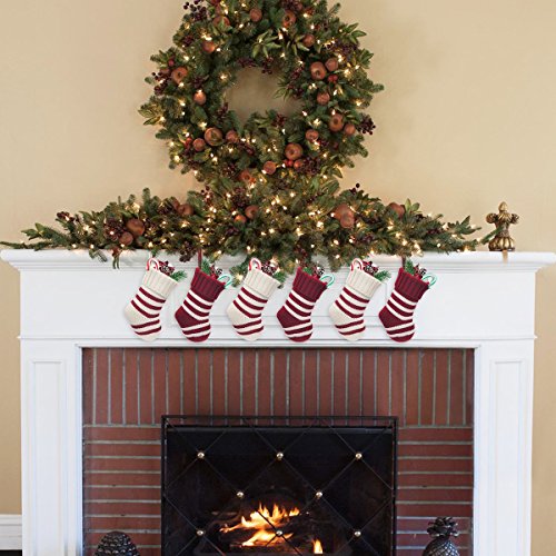 Limbridgechristmasministockings6pack9inchesknittedknitstriperusticholidaydecorationsgoodiebagsforfamilyandfriendsburgundyandcream Urban Country Home Decor Limbridge christmas mini stockings 6 pack 9 inches knitted knit stripe rustic holiday decorations goodie bags for family and friends burgundy and cream urban country home decor