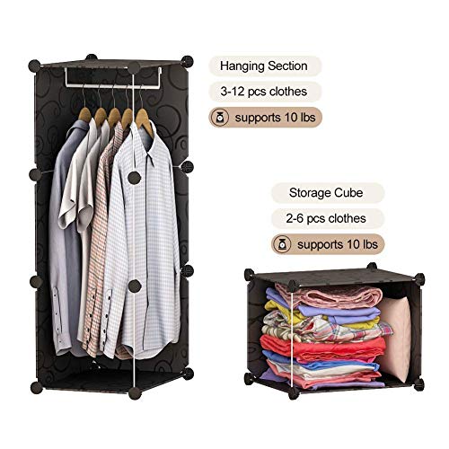 Image of 5 Door Plastic Soft Sheet Wardrobe for Kids, Baby Almirah for Clothes, Baby Storage Organizer, Cupboard for Clothes, Kids Wardrobe for Clothes /Toys /Book (Black-H5)