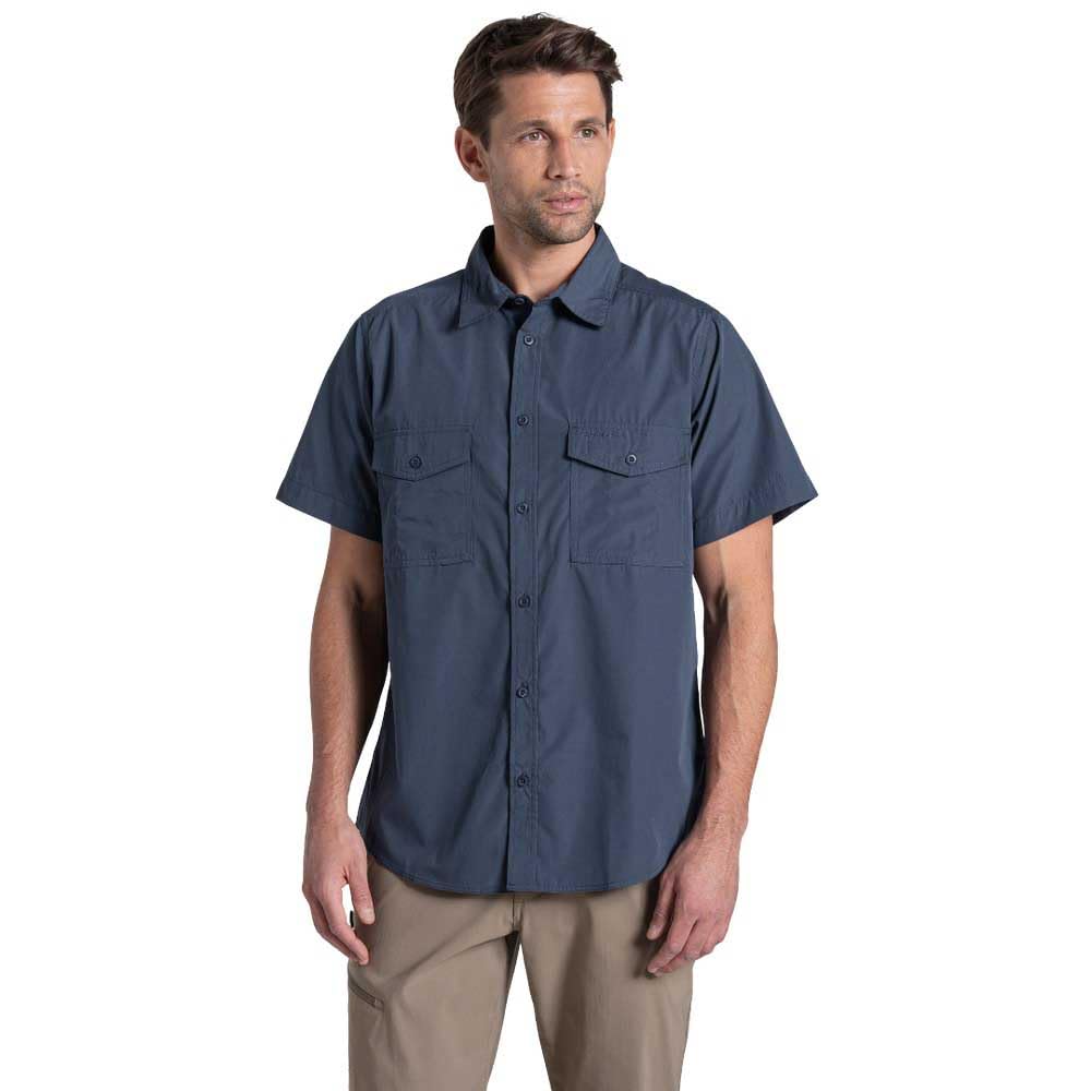 Craghoppers Mens Kiwi II Short Sleeve Hiking Shirt, Ombre Blue, XL EU