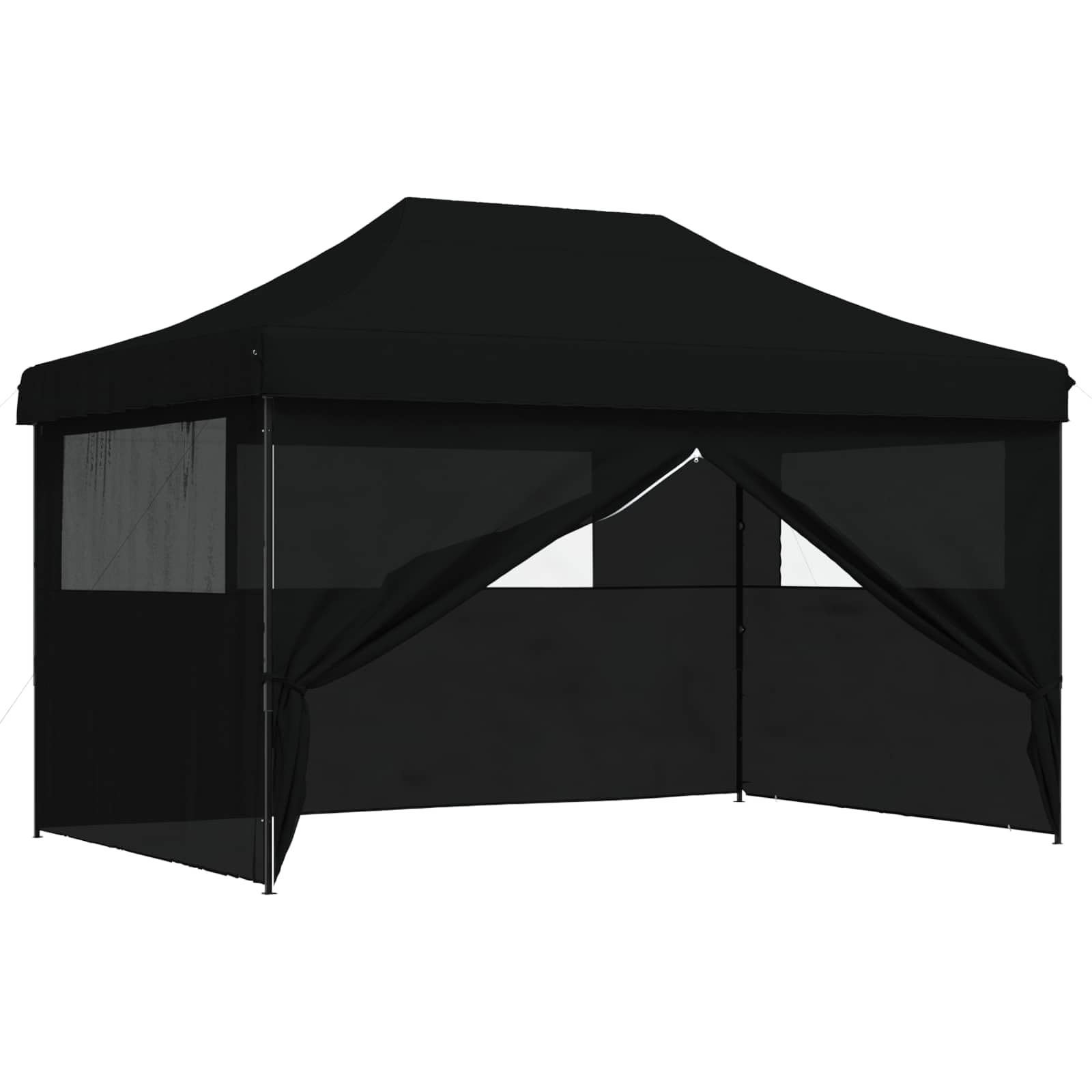 Namiot imprezowy z materiału Oxford, czarny, 292 x 440 x 315 cm, z malowaną proszkowo ramą, składany, pop up, do ogrodu, na taras, kemping, do aktywności na świeżym powietrzu, z ochroną UV i