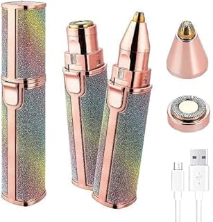 2-in-1 Eyebrow Trimmer for Women - Facial Hair Removal Machine For Women - Face,Upper Lips,Cheek, Chin and Nose Hair Remover Epilator, USB RECHARGEABLE With Light (White)