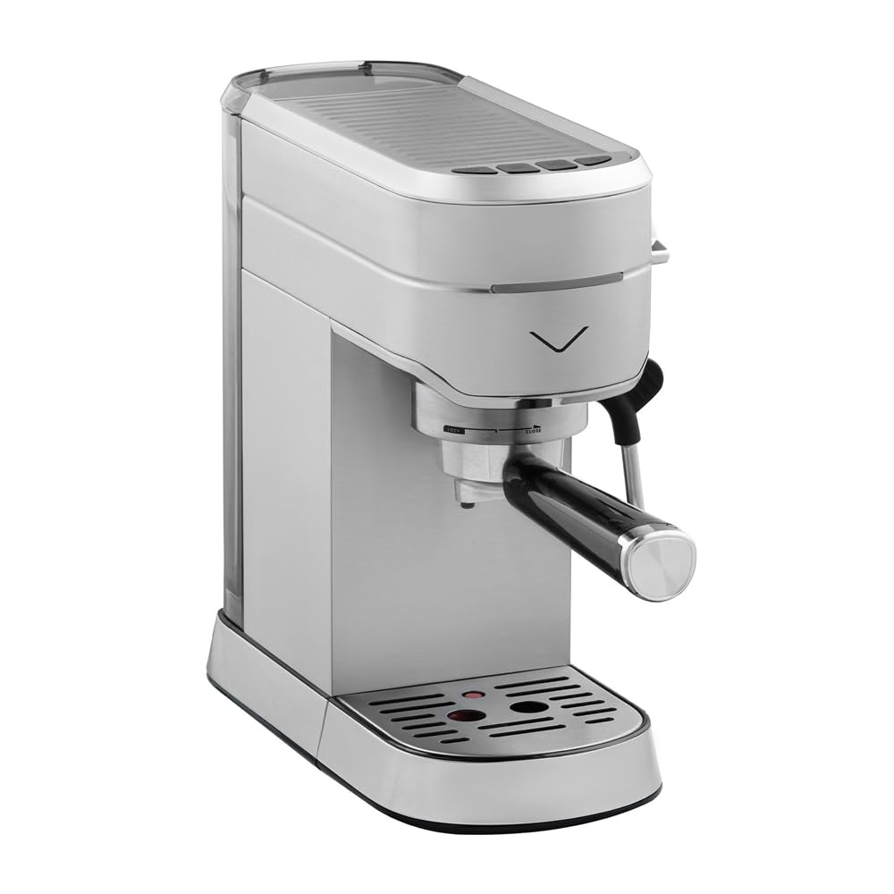 Vestel SESM5040 X Manuelle Espressomaschine 15 Bar Edelstahl Milchaufschämer 1,2L Wassertank Silber