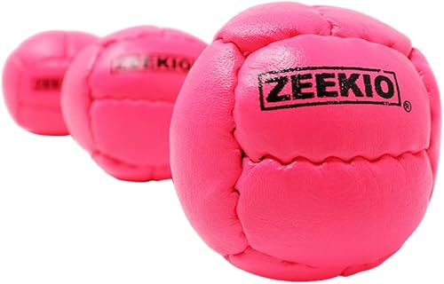 Vista 29 de Zeekio Galaxy Malabares - Pelotas de cuero genuino de 12 paneles de primera calidad, 4.59 oz, 2.638 in, paquete de 3 (rojo)
