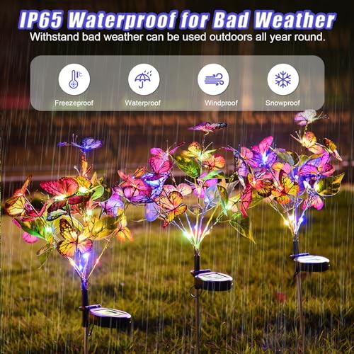 Butterfly Solar Lights, 2 Pack Outdoor Decoration, Women's Gifts with 2 Lighting Modes - Image 2