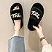 Generic Pantofole in Lana con Suola Spessa e Catena di Metallo da Donna Plus Size all-Match con Tacco Piatto Caldo Infradito da Donna-Nero_40EU per Viaggi, Hotel, Casa, Interni, Spa, Donne Incinte